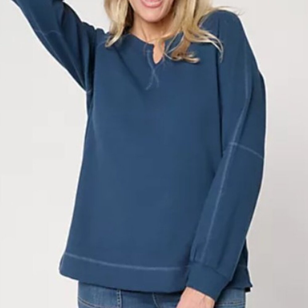 Belle by Kim Gravel Delicious Waffle Split Neck Top
